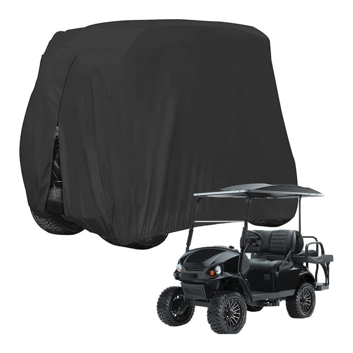 210D Waterproof Golf Cart Cover Universal Fits for Most Brand 2/4 Passenger Golf Cart Sunproof Dustproof Outdoor Cover Zipper