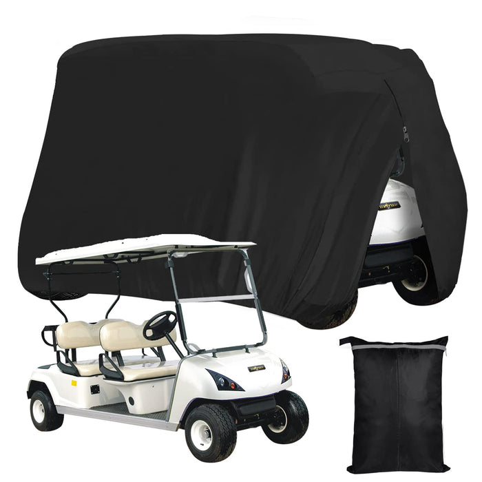 210D Waterproof Golf Cart Cover Universal Fits for Most Brand 2/4 Passenger Golf Cart Sunproof Dustproof Outdoor Cover Zipper