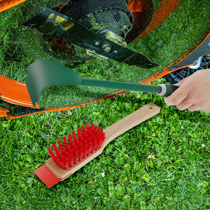 Lawn Mower Deck Cleaner Tool with Stiff Bristle Brush