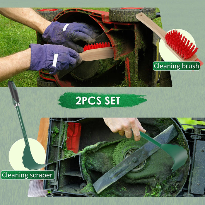 Lawn Mower Deck Cleaner Tool with Stiff Bristle Brush